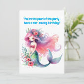Onder het Zee Schattigee Zeemeermin Verjaardag Wen Kaart (Staand voorkant)
