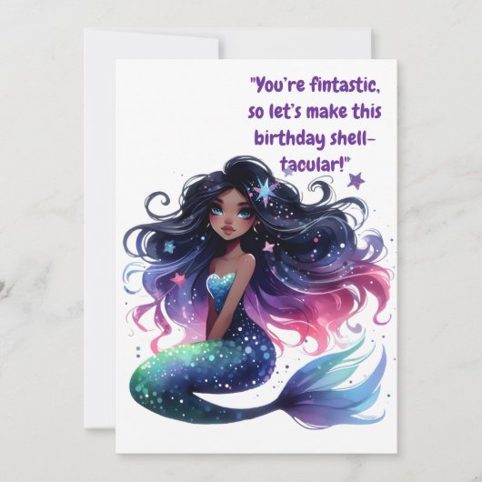 Onder het Zee Schattigee Zeemeermin Verjaardag Wen Kaart (Voorkant)