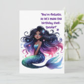 Onder het Zee Schattigee Zeemeermin Verjaardag Wen Kaart (Staand voorkant)
