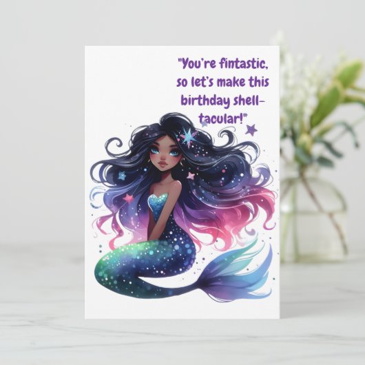 Onder het Zee Schattigee Zeemeermin Verjaardag Wen Kaart (Staand voorkant)