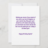 Onder het Zee Schattigee Zeemeermin Verjaardag Wen Kaart (Achterkant)