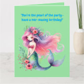 Onder het Zee Schattigee zeemeermin verjaardagsfot Kaart (Voorkant)