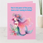 Onder het Zee Schattigee zeemeermin verjaardagsfot Kaart (Voorkant)