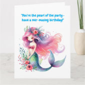 Onder het Zee Schattigee zeemeermin verjaardagsfot Kaart (Voorkant)