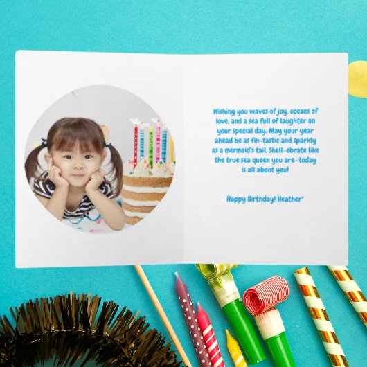 Onder het Zee Schattigee zeemeermin verjaardagsfot Kaart