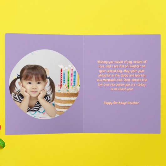 Onder het Zee Schattigee zeemeermin verjaardagsfot Kaart