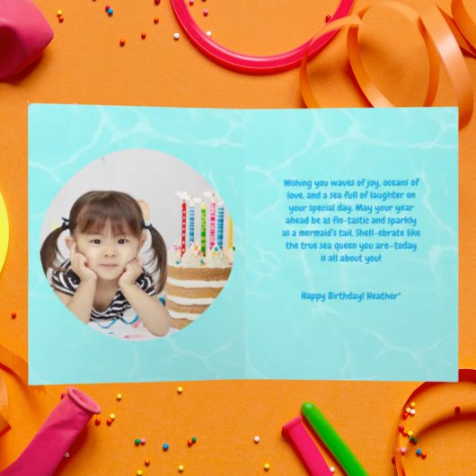 Onder het Zee Schattigee zeemeermin verjaardagsfot Kaart