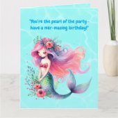 Onder het Zee Schattigee zeemeermin verjaardagsfot Kaart (Voorkant)