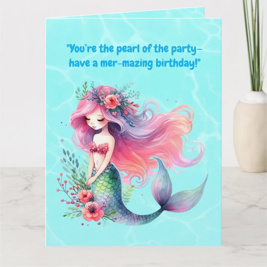 Onder het Zee Schattigee zeemeermin verjaardagsfot Kaart (Voorkant)