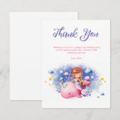 Onder het Zee, Schattigee zeemeerminverjaardag Bedankkaart (Voorkant / Achterkant)