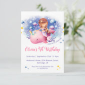 Onder het Zee, Schattigee zeemeerminverjaardag Kaart (Staand voorkant)