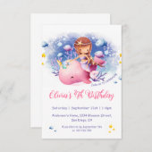 Onder het Zee, Schattigee zeemeerminverjaardag Kaart (Voorkant / Achterkant)