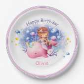 Onder het Zee, Schattigee zeemeerminverjaardag Papieren Bordje (Voorkant)