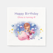 Onder het Zee, Schattigee zeemeerminverjaardag Servet (Voorkant)