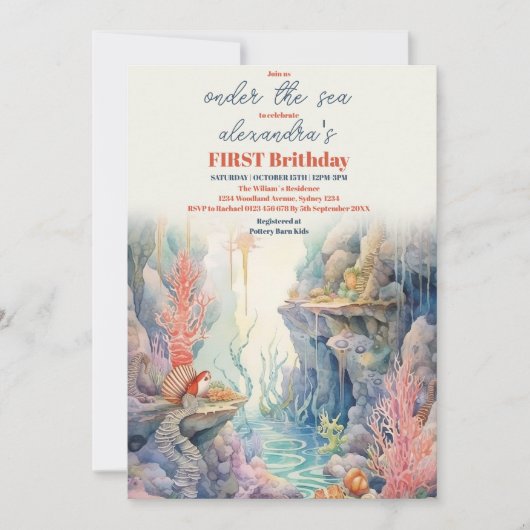 Onder het Zee Scheppen Mariene Leven 1e verjaardag Kaart (Voorkant)