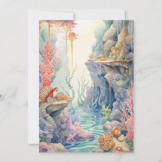 Onder het Zee Scheppen Mariene Leven 1e verjaardag Kaart (Achterkant)