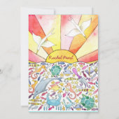 Onder het Zee schepselen Bat Bar Mitswa Uitnodigin Kaart (Achterkant)