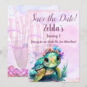 Onder het Zee, schildpad 2e verjaardag, Save The Date (Voorkant / Achterkant)