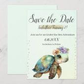 Onder het Zee, schildpad 2e verjaardag, Save The Date (Voorkant / Achterkant)