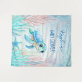 Onder het zee schildpad aqua blauw baby shower bac wandkleed (Voorkant (horizontaal))