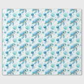 Onder het zee schildpad aqua blauw baby shower cad cadeaupapier (Vlak)