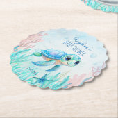 Onder het zee schildpad aqua blauw baby shower gun kartonnen onderzetters (Gekanteld)