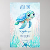 Onder het zee schildpad aqua blauw baby shower wel
