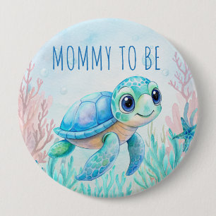 Onder het zee schildpad aqua blue mama om te zijn ronde button 4,0 cm