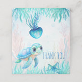 Onder het zee schildpad blauw baby shower dank u plaatskaartje (Buitenkant ongevouwen)