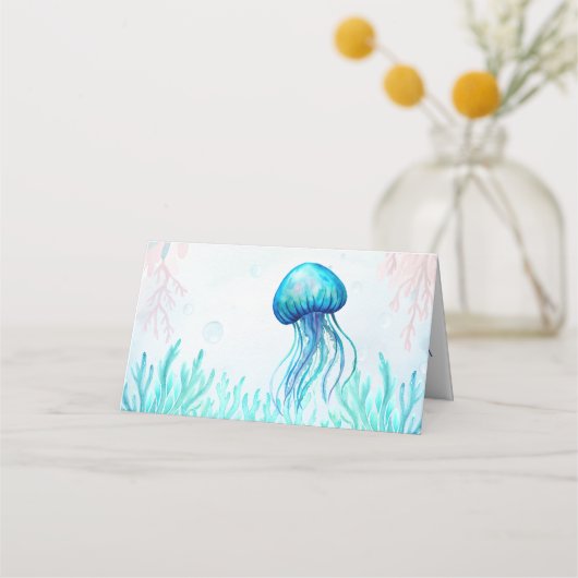 Onder het zee schildpad blauw baby shower dank u plaatskaartje (Achterkant)