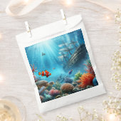 Onder het zee, schildpad, koraal, schip, clownvis bedankzakje (Geknipt)