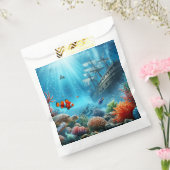 Onder het zee, schildpad, koraal, schip, clownvis bedankzakje (Gezegeld)