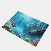 Onder het zee, schildpad, koraal, schip, clownvis deurmat (Schuin)