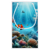 Onder het zee, schildpad, koraal, schip, clownvis klein cadeauzakje (Achterkant)