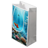 Onder het zee, schildpad, koraal, schip, clownvis klein cadeauzakje (Achterkant Gekanteld)