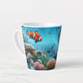Onder het zee, schildpad, koraal, schip, clownvis latte mok (Linkerhoek)