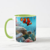 Onder het zee, schildpad, koraal, schip, clownvis mok (Links)