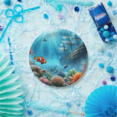 Onder het zee, schildpad, koraal, schip, clownvis papieren bordje (Feest)