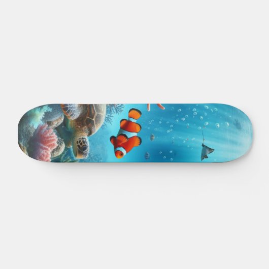 Onder het zee, schildpad, koraal, schip, clownvis persoonlijk skateboard (Horizontaal)