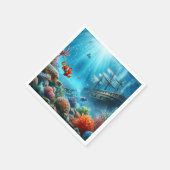 Onder het zee, schildpad, koraal, schip, clownvis servet (Hoek)