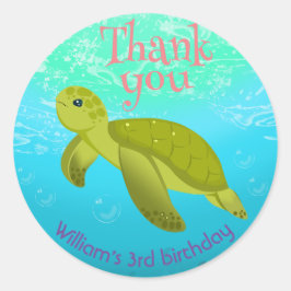 Onder het Zee schildpad met bubbels verjaardagsfee Ronde Sticker