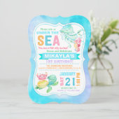 Onder het Zee schildpad Octopus Seahorse Birthday Kaart (Staand voorkant)