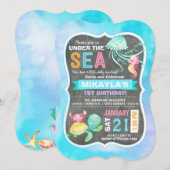 Onder het Zee schildpad Octopus Seahorse Birthday Kaart (Voorkant / Achterkant)