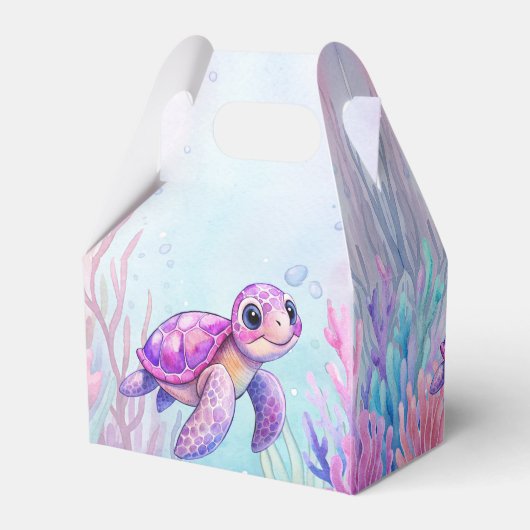 Onder het zee schildpad paarse baby shower meisjes bedankdoosjes (Achterkant)