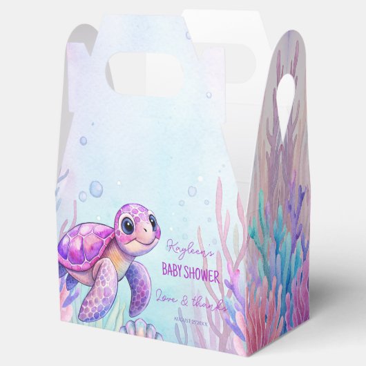 Onder het zee schildpad paarse baby shower meisjes bedankdoosjes (Geopend)