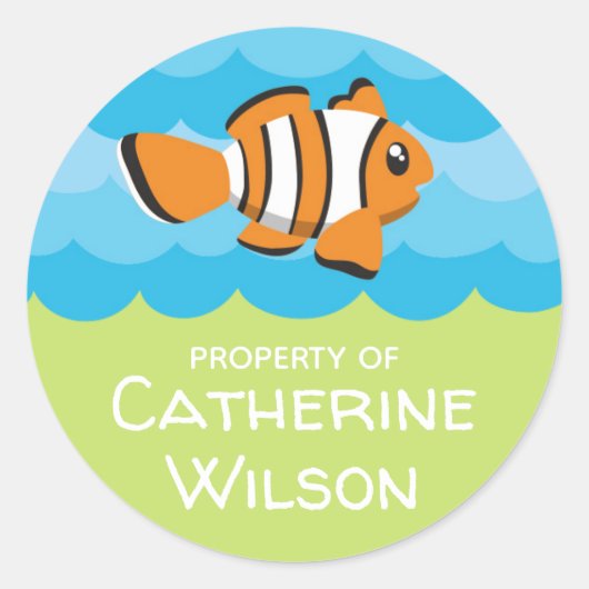 Onder het Zee School naam labels | Bewerkbare kleu (Voorkant)