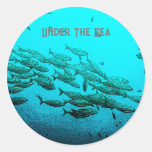 Onder het Zee School of Fish Aqua Blue Marine Life Ronde Sticker