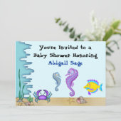 Onder het Zee Seahorse Baby shower Invites ~ Jonge Kaart (Staand voorkant)