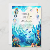 Onder het Zee Seahorse Jellyfish Cute Baby shower Kaart (Voorkant)