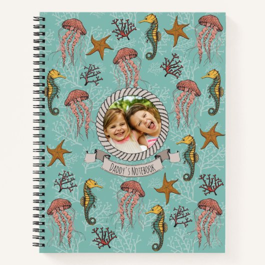 Onder het Zee Seahorse, Jellyfish & Starfish Foto Notitieboek (Voorkant)
